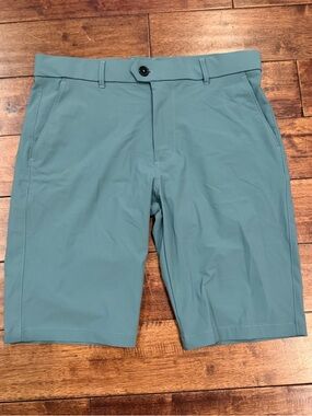 Greyson Golf Montauk Shorts Mens 31 Blue Teal Performance Flat Front 10” Stretch
